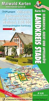 Stade Ost = Offizielle Radwanderkarte Landkreis Stade - Elbmarsch, Geest u. Apfelblüte - Karte Ost - mit Tourenbeschreibungen auf der Rückseite