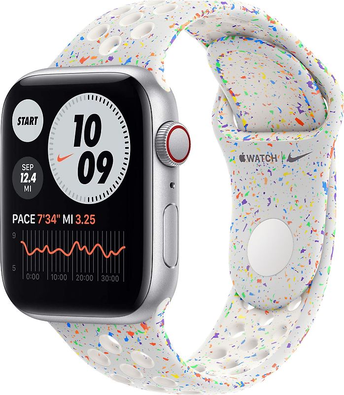 Apple Watch Nike SE 40 mm Boîtier aluminium argent Bracelet Sport Nike platine pur M/L [Wi-Fi + Cellulaire]