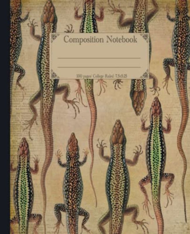 Composition notebook: vintage monitor lizard notebook for school. Gift for lizards & reptiles lover.
