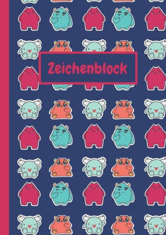 Zeichenblock Kinder: A4 | 100 Leere Seiten, 90 g/m² Hochwertiges papier | Skizzenblock, Skizzenbuch, Zeichenbuch | Kleine Monster