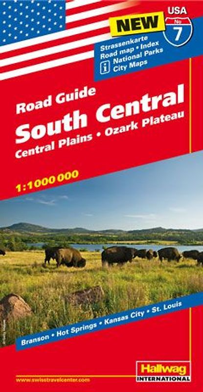 South Central, Central Plains, Ozark Plateau Strassenkarte 1:1 Mio., Road Guide Nr. 7