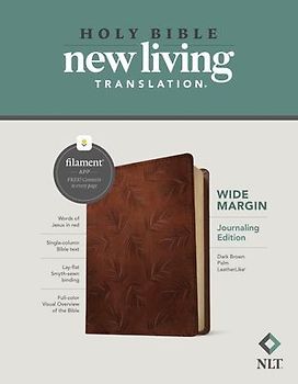 NLT Wide Margin Bible, Filament Enabled (Leatherlike, Dark Brown Palm, Red Letter)