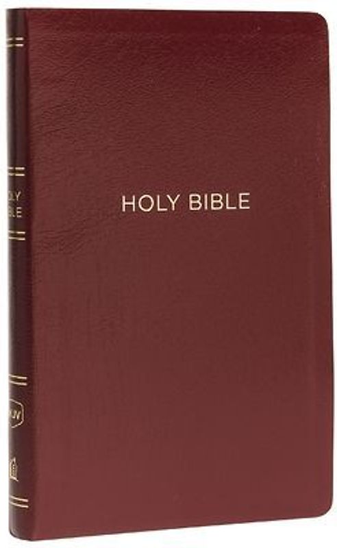 NKJV, Thinline Reference Bible, Leather-Look, Burgundy, Red Letter Edition, Comfort Print