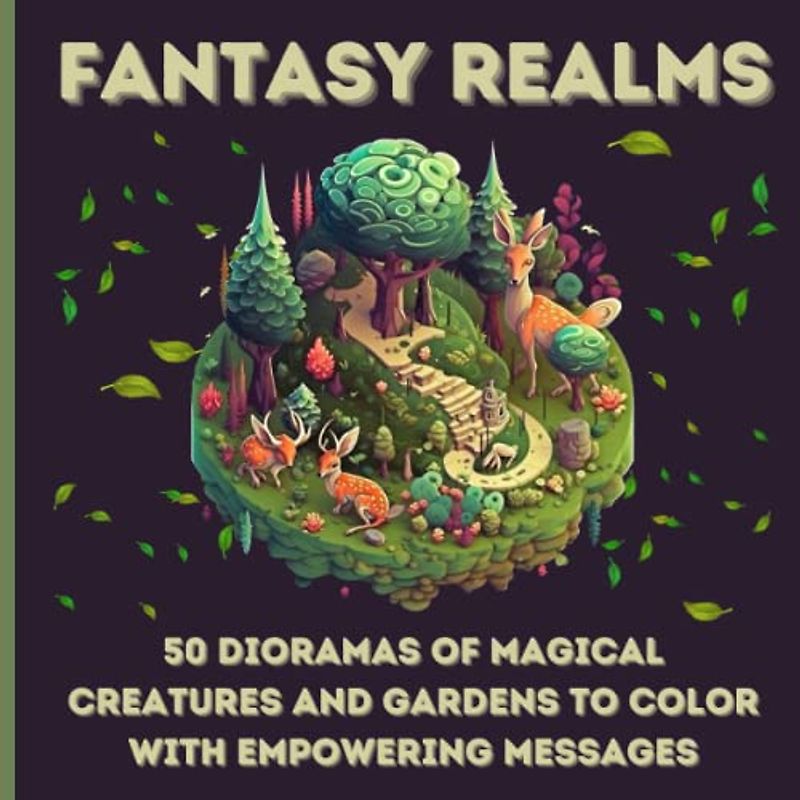 Fantasy Realms: 50 Dioramas of Magical Creatures and Gardens to Color with Empowering Messages: Enter a Realm of Enchantment and Discover the Magic Within Yourself