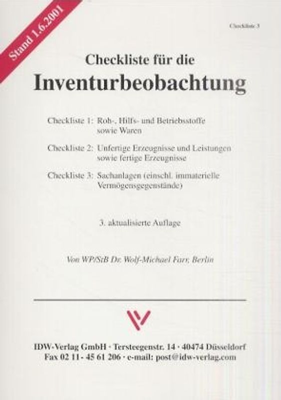 Checkliste 3 für die Inventurbeobachtung