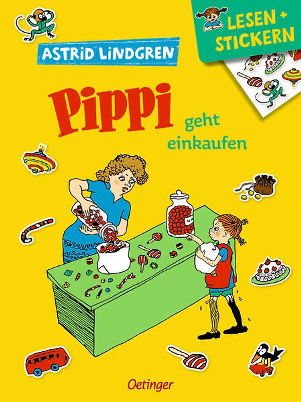 Lesen + Stickern. Pippi geht einkaufen