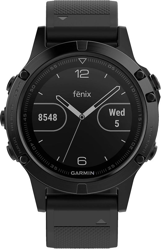Garmin Fenix 5 47 mm noir au bracelet silicone noir  [Wi-Fi, Saphir Edition]