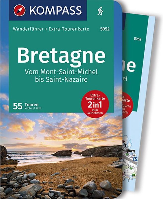 KOMPASS Wanderführer Bretagne, vom Mont-Saint-Michel bis Saint-Nazaire, 55 Touren