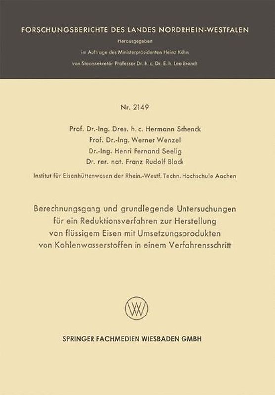 Berechnungsgang und grundlegende Untersuchungen für ein Reduktionsverfahren zur Herstellung von flüssigem Eisen mit Umsetzungsprodukten von Kohlenwasserstoffen in einem Verfahrensschritt