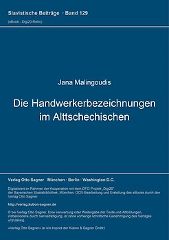 Die Handwerkerbezeichnungen im Alttschechischen