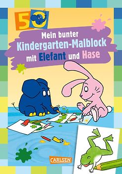 Mein bunter Kindergarten-Malblock mit Elefant und Hase