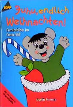 Juhu, endlich Weihnachten!. Fensterbilder im Comic-Stil