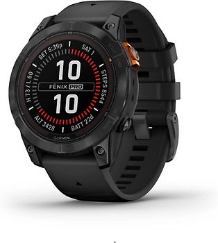 Garmin Fenix 7 Pro 47mm gris ardoise et bracelet en silicone noir [Wi-Fi, Solar Edition]