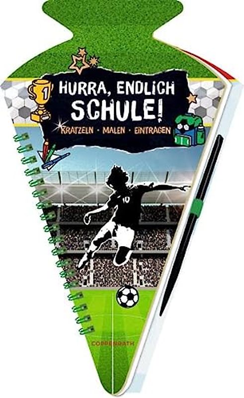 Schultüten-Kratzelbuch - Fußball - Hurra, endlich Schule!: Kratzeln, Malen, Eintragen