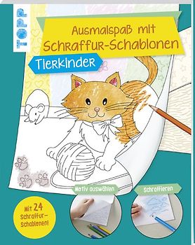 Ausmalspaß mit Schraffur-Schablonen Tierkinder
