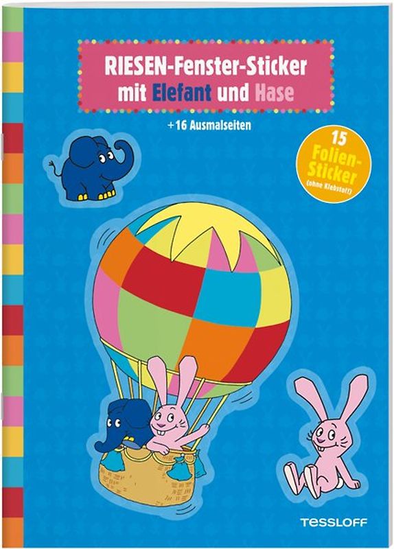 RIESEN-Fenster-Sticker mit Elefant und Hase
