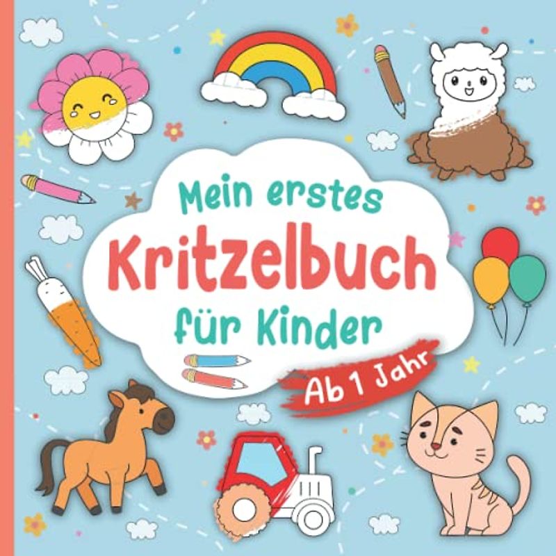 Kritzelbuch ab 1 Jahr: Bezauberndes Malbuch für Kleinkinder mit 60 liebevoll gestalteten Motiven zum Ausmalen | Unterstützt die Motorik und Kreativität | Ausmalbuch Geschenk für Mädchen und Jungen