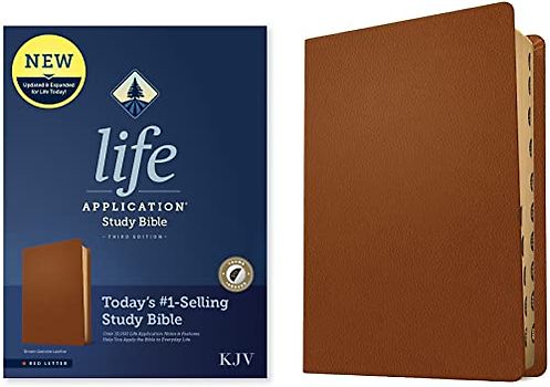 Holy Bible: KJV Life Application Study Bible, Red Letter, Genuine Leather, Brown