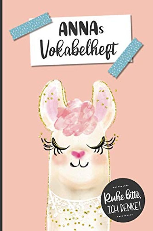 Personalisierte Schulsachen für Anna: Praktisches Vokabelheft für die Schule | Individuelles Heft für Vokabeln mit zwei Spalten | Schulheft mit Name Anna zum Schulanfang oder zur Einschulung