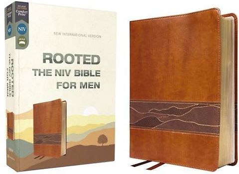 Rooted: The NIV Bible for Men, Leathersoft, Brown, Comfort Print