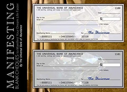 Manifesting Blank Cheques to Manifest Your Dream Life Faster: Your Personal Secret Checkbook Journal with 50 Law of Attraction Checks (Beginner's LOA for Financial Freedom, Band 1)