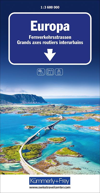 Kümmerly+Frey Strassenkarte Europa Fernverkehrsstrassen 1:3,6 Mio.