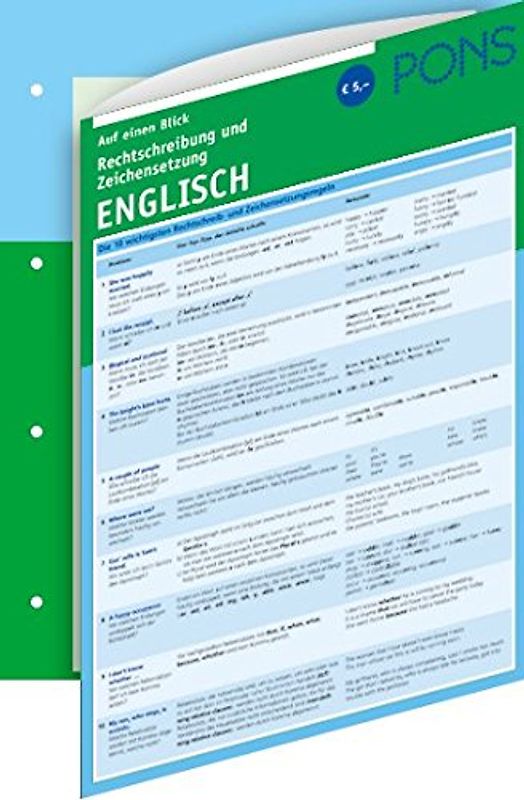 PONS Rechtschreibung und Zeichensetzung auf einen Blick Englisch. kompakte Übersicht: Schreiben lernen