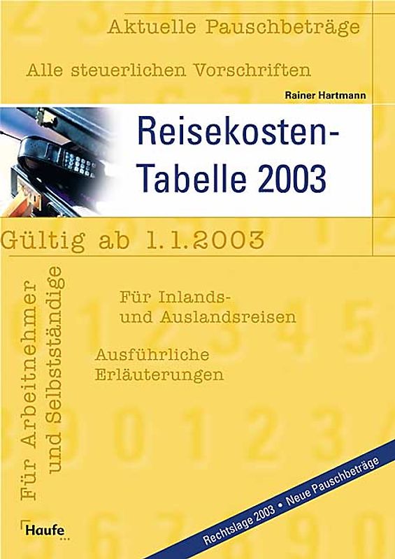 Reisekostentabelle 2004. Rechtslage 2004.