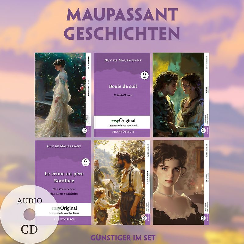6 Maupassant Geschichten (6 Bücher + Audio-CDs)- Frank-Lesemethode - Kommentierte zweisprachige Ausgabe Französisch-Deutsch