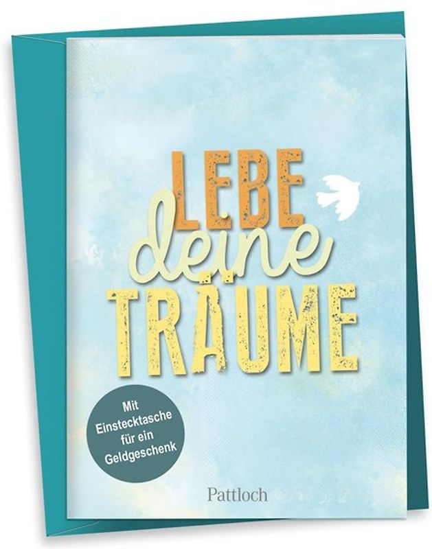 Lebe deine Träume Geldgeschenkverpackung. Mit Einstecktasche für ein Geldgeschenk