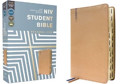 Niv, Student Bible, Personal Size, Leathersoft, Tan, Thumb Indexed, Comfort Print