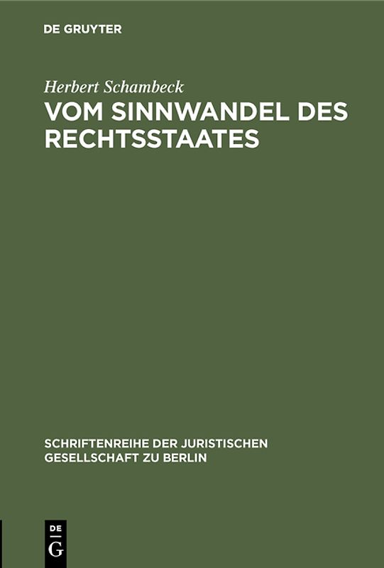 SCHAMBECK VOM SINNWANDEL DESRECHTSSTAATES SJG 38