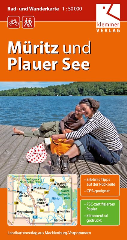 Rad- und Wanderkarte Müritz und Plauer See