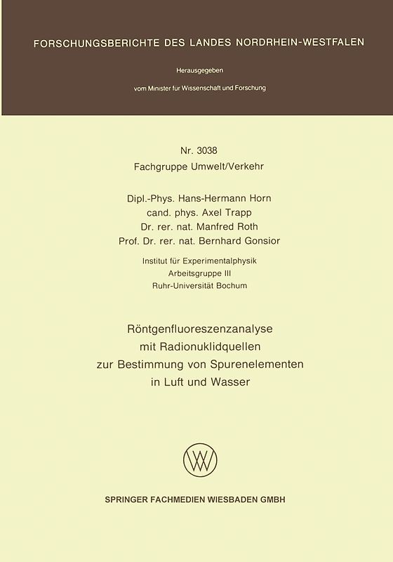 Röntgenfluoreszenzanalyse mit Radionuklidquellen zur Bestimmung von Spurenelementen in Luft und Wasser