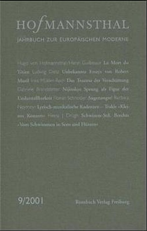 Hofmannsthal-Jahrbuch. Jahrbuch zur europäischen Moderne