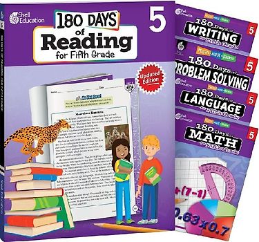 180 Days(tm) Reading, Math, Problem Solving, Writing, & Language for Grade 5: 5-Book Set