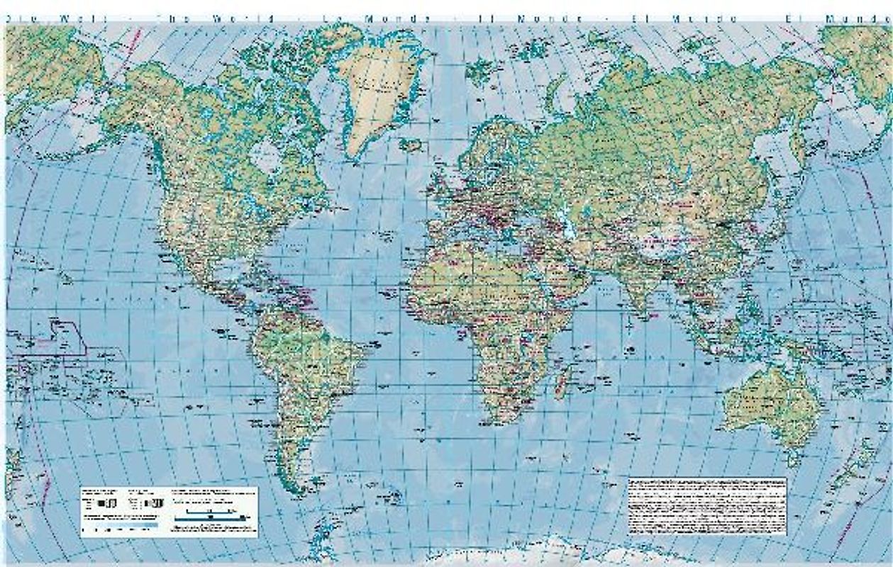 Physische Weltkarte Van der Grinten