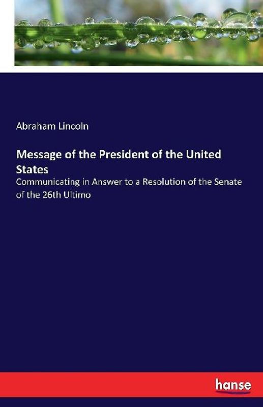 Message of the President of the United States