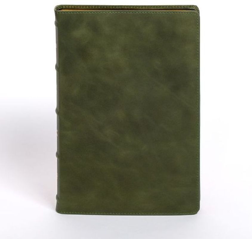 NASB Large Print Thinline Bible, Holman Handcrafted Collection, Marbled Olive Premium Calfskin