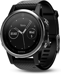 Garmin Fenix 5S 42 mm zilver met siliconebandje zwart