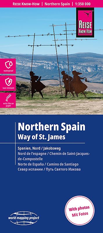 Reise Know-How Landkarte Nordspanien mit Jakobsweg | Northern Spain and Way of St. James (1:350.000)