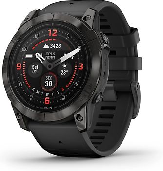 Garmin Epix Pro (Gen 2) 51 mm noir/gris carbone Titan DLC avec bracelet en silicone noir [Wi-Fi, Sapphire Edition]