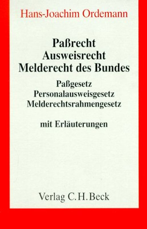 Passrecht, Ausweisrecht und Melderecht des Bundes