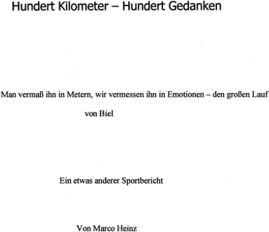 Hundert Kilometer - Hundert Gedanken