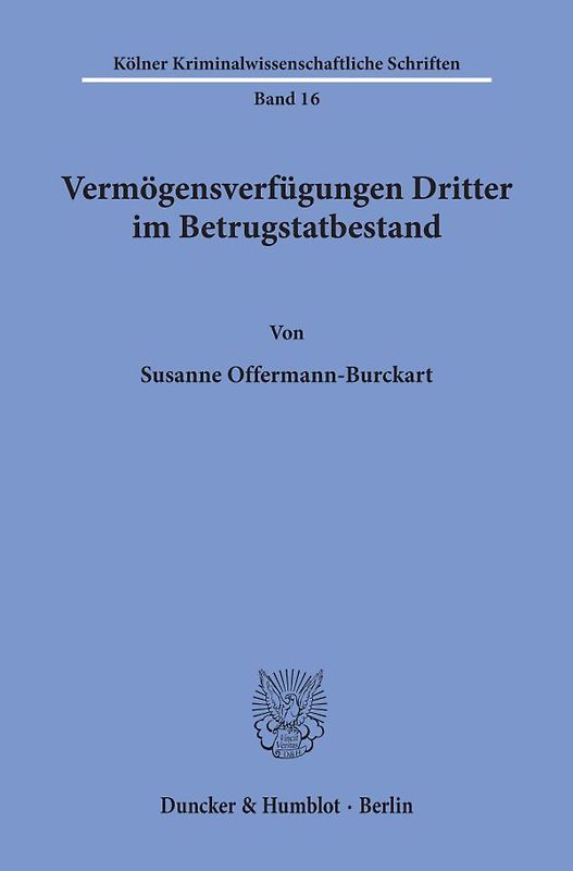 Vermögensverfügungen Dritter im Betrugstatbestand.