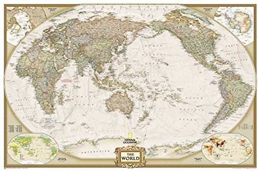 Weltkarte Executive, politisch, Pazifik zentriert, laminiert, großes Format. NATIONAL GEOGRPHIC Weltkarte