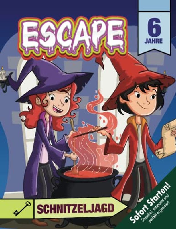 Escape Schnitzeljagd Hexen Zauberer Kindergeburtstag ab 6 Jahren: Entkommt dem Haus der Rätsel, entschlüsselt den geheimen Morsebrief und findet den Schatz! Sofort startklar!