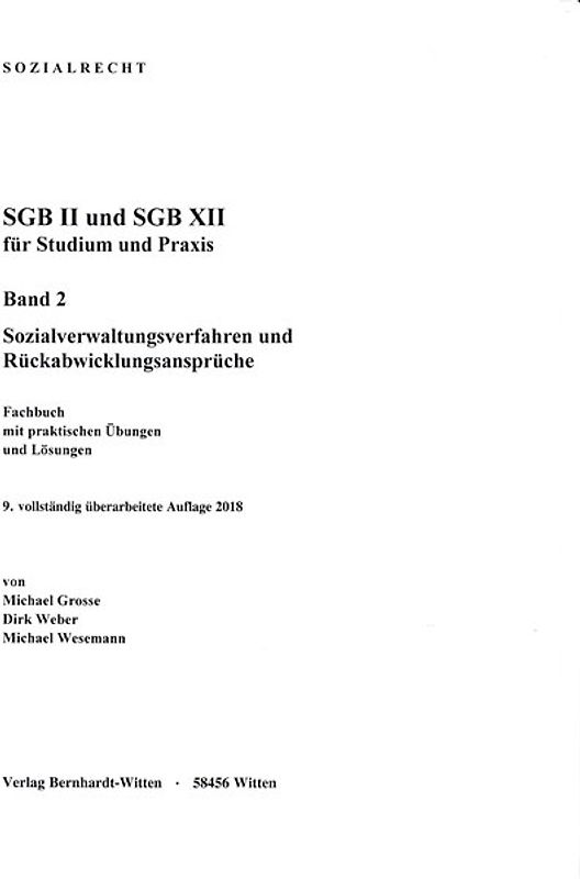 SGB II und SGB XII für Studium und Praxis, Band 2, Sozialverwaltungsverfahren und Rückwicklungsansprüche