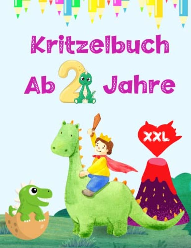 kritzelbuch ab 2 Jahre Dino: Großes Malbuch mit einfachen, kleinkindgerechten Dinosaurier-Motiven zum kreativen Ausmalen und Kritzeln | Förderung der Kreativität und Motorik