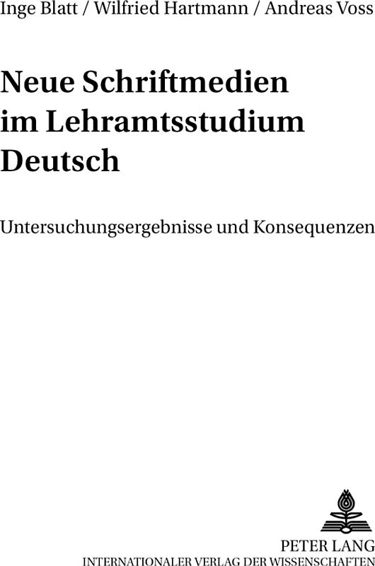 Neue Schriftmedien im Lehramtsstudium Deutsch